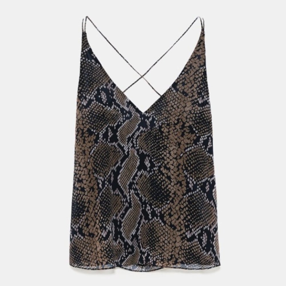 Zara Snake Print Strappy Flowy Tank Top, NWT, S - Picture 12 of 13